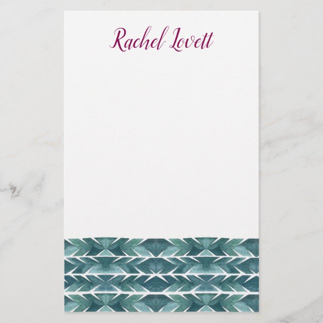 Grönt Cactus Struktur Stationery Brevpapper (Framsida)