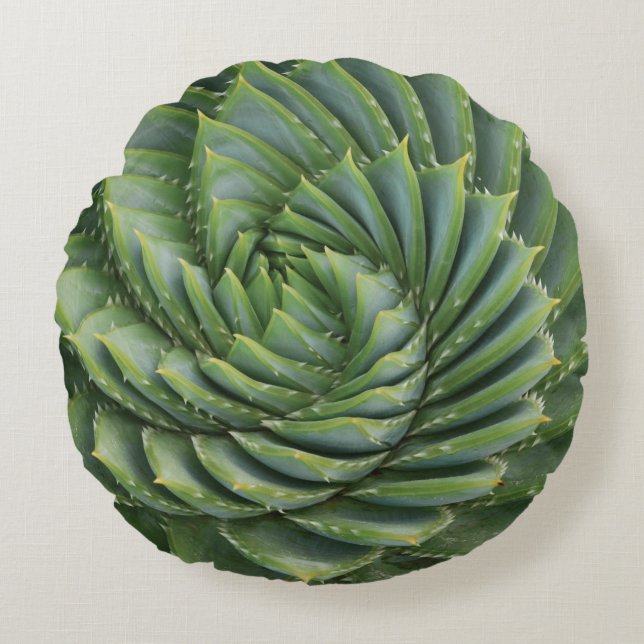 Grönt Cactus Vår blomma Rund Kudde (Framsidan)