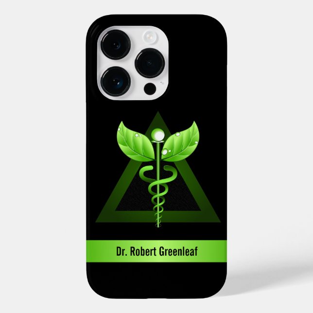 Grönt Caduceus Alternativ Medicine Medicine Icon (Baksida)