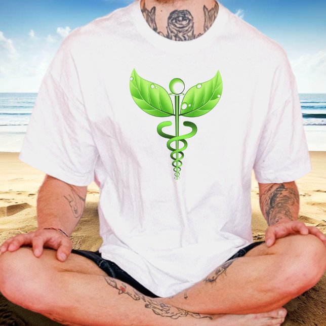 Grönt Caduceus Alternativ Medicine Medicine Icon T Shirt (Skapare uppladdad)