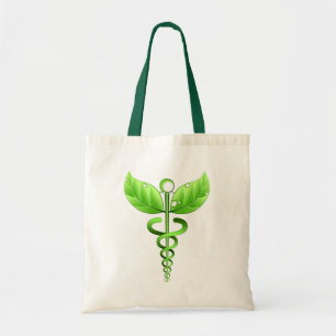 Grönt Caduceus Alternativ Medicine Medicine Icon Tygkasse