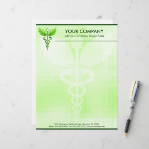 Grönt Caduceus Alternativ medicinsk symbol Brevhuvud