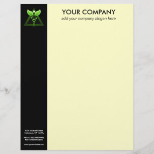 Grönt Caduceus Alternative Medicine Black Cream Brevhuvud