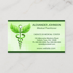 Grönt Caduceus Alternative Medicine Light Standard Visitkort