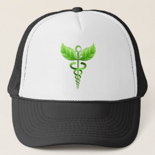 Grönt Caduceus Medical Symbol Alternative Medicine Truckerkeps