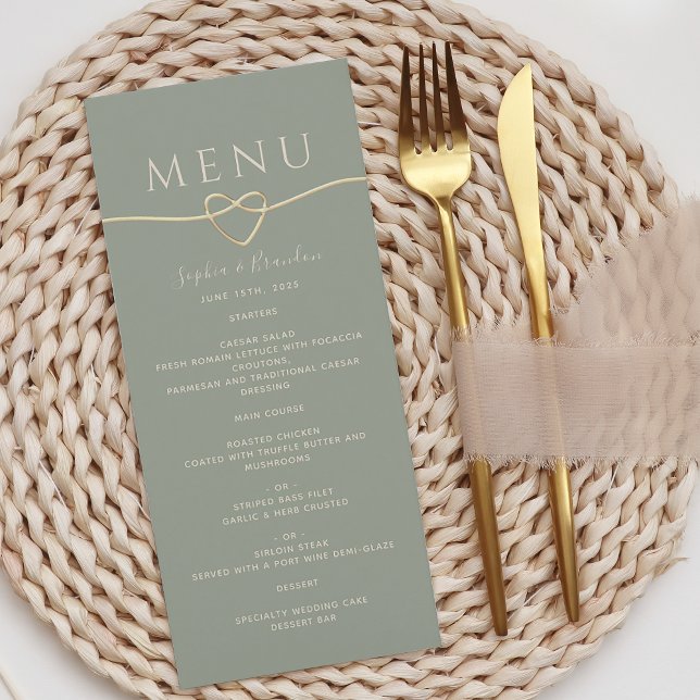Grönt Calligraphy Bröllop Menu Meny (Skapare uppladdad)