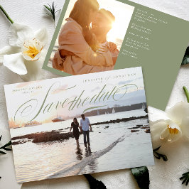 Grönt Calligraphy Classic QR Code Two Photo Spara Datumet