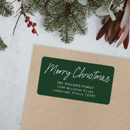 Grönt Calligraphy God jul Returadress Adressetikett