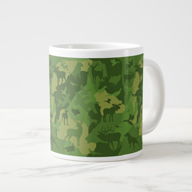 Grönt cammo/kamoflauge/hjort/älk/mos/jakthund jumbo mugg (Framsida höger)