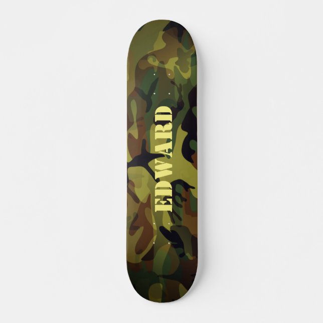 Grönt Cammo Mini Skateboard Bräda 18,5 Cm (Framsida)