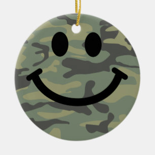 Grönt Camo Ansikte Julgransprydnad Keramik