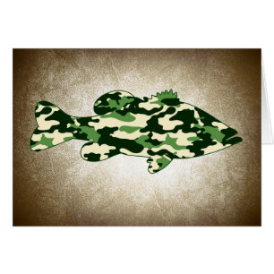 Grönt Camo bas- fiske Hälsningskort
