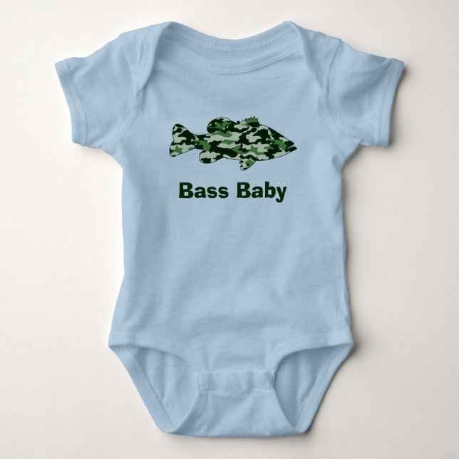 Grönt Camo bas- fiske Tee (Framsida)