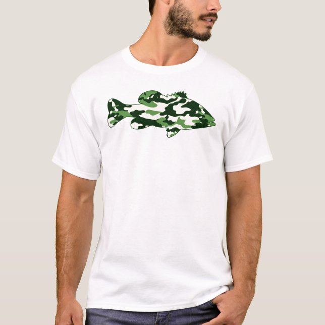 Grönt Camo bas- fiske Tröja (Framsida)