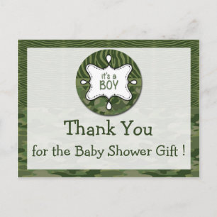 Grönt Camo Boy Baby Shower Tack Postcards Vykort