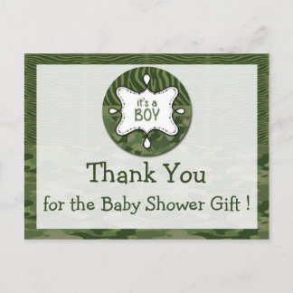 Grönt Camo Boy Baby Shower Tack Postcards Vykort