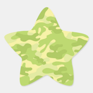 Grönt Camo Design Stjärnformat Klistermärke