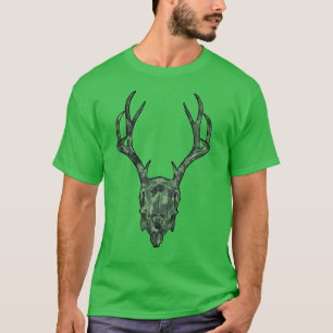 Grönt Camo för European Mount Jackalope Skull T Shirt