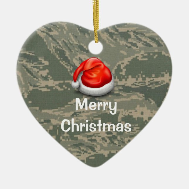 Grönt Camo Heart God jul Ornament (Framsidan)