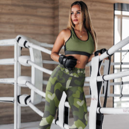 Grönt Camo Hearts Patterned | Lagar Leggings