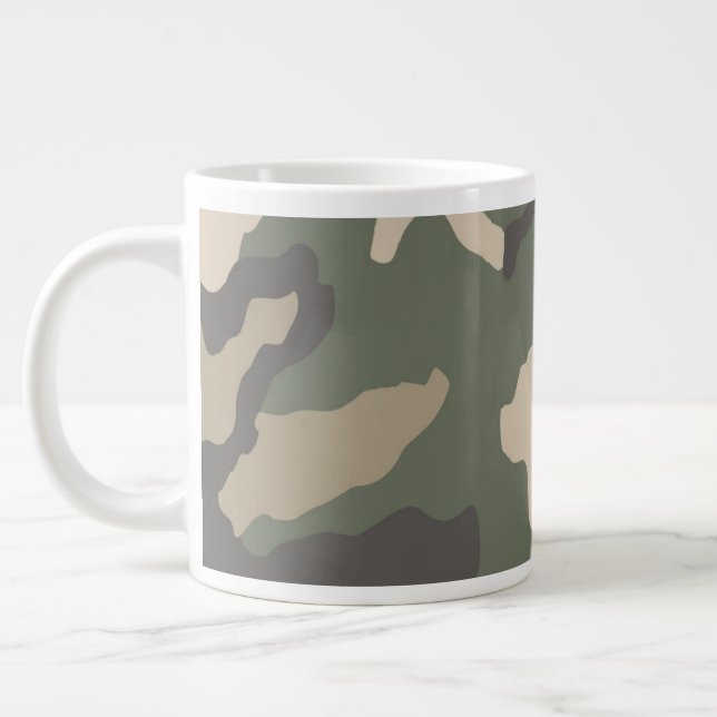 Grönt Camo Mönster Jumbo Mugg (Vänster)