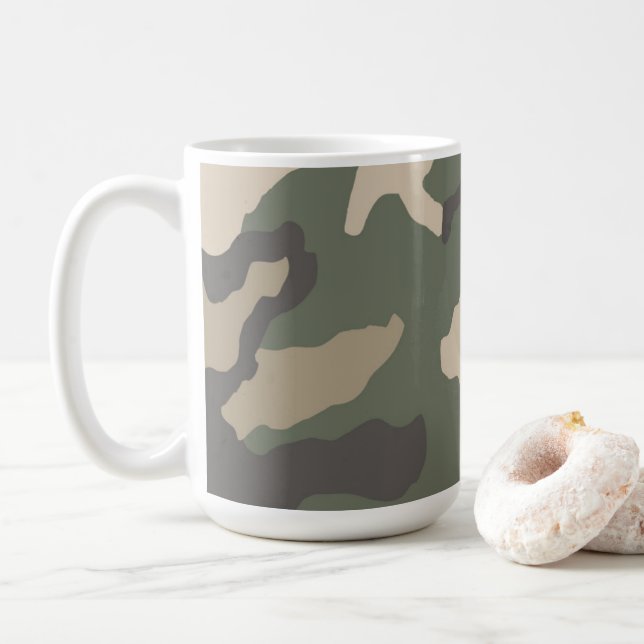 Grönt Camo Mönster Kaffemugg (Med munk)