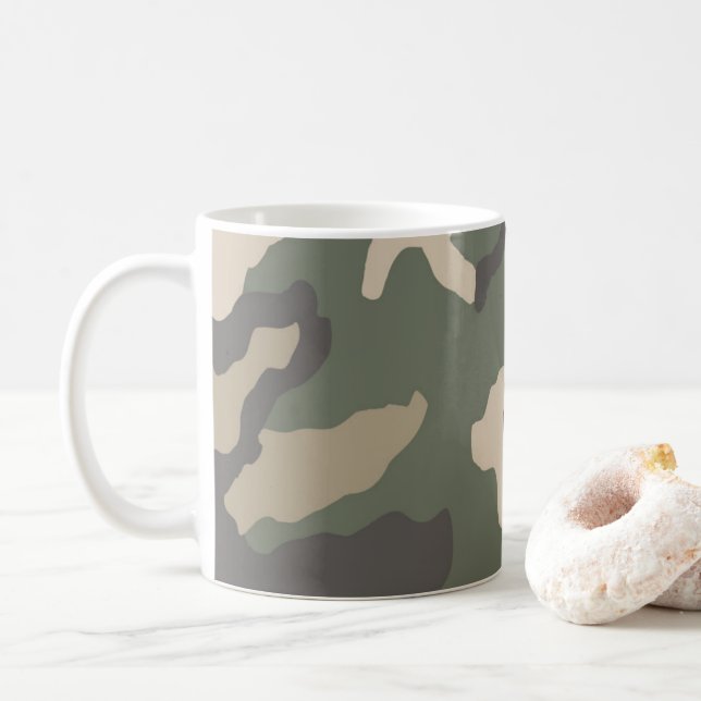 Grönt Camo Mönster Kaffemugg (Med munk)