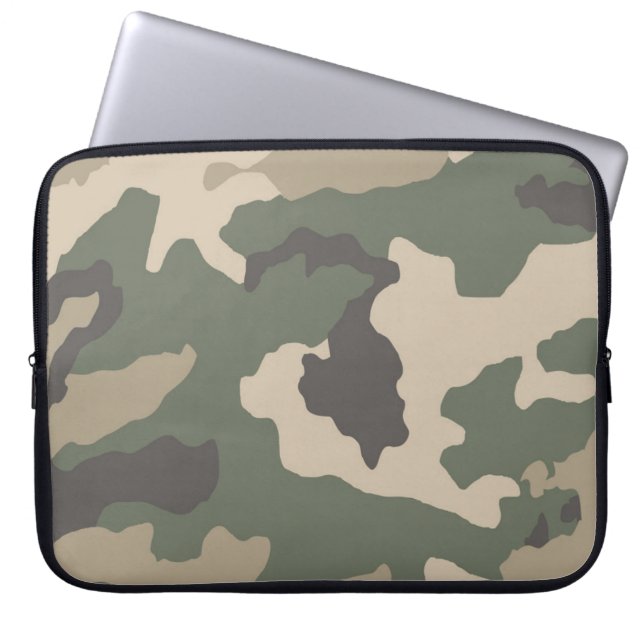 Grönt Camo Mönster Laptop Fodral (Framsidan)
