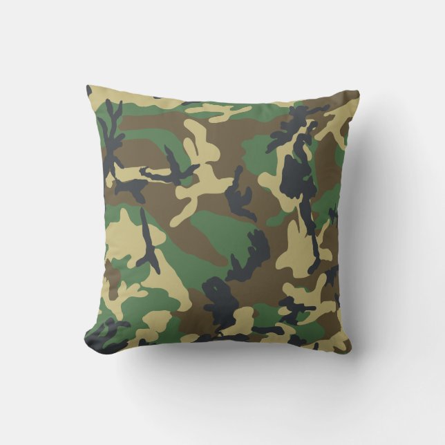 Grönt Camo Print Mönster Army-trötthet Kudde (Framsida)