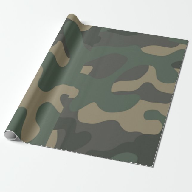 Grönt Camo Wrapping Papper, Gifts, Birthday, Gifts Presentpapper (Utrullad)