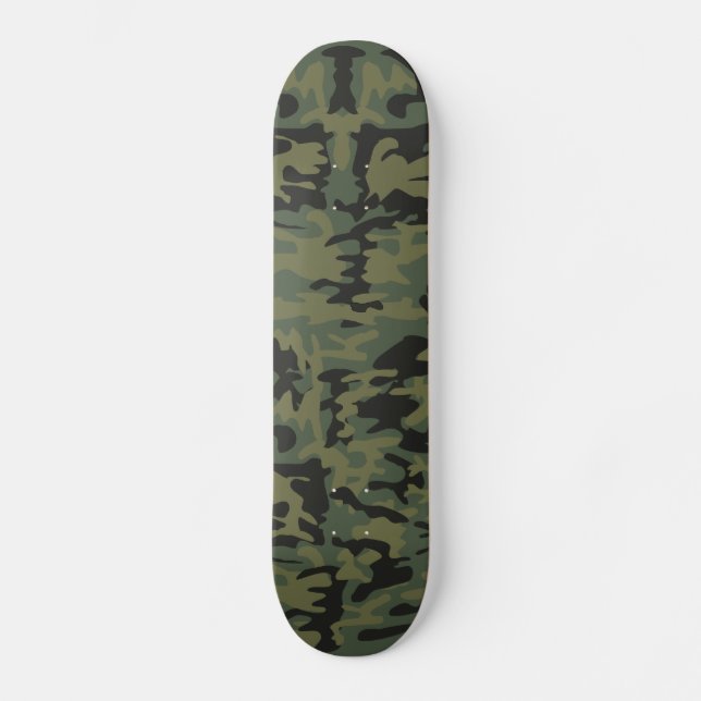Grönt camomönster skateboard bräda 19,5 cm (Framsida)