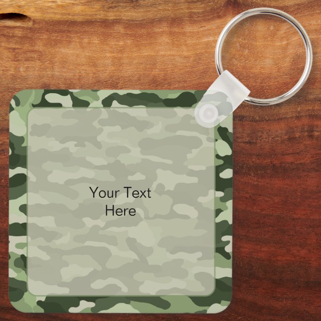 Grönt Camouflage Anpassningsbar Aluminium Nyckelring (Baksida)