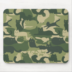 Grönt Camouflage Cats Mönster   Coola Kattunge Cam Musmatta