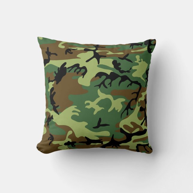 Grönt Camouflage Dekorativ kudde (Framsida)