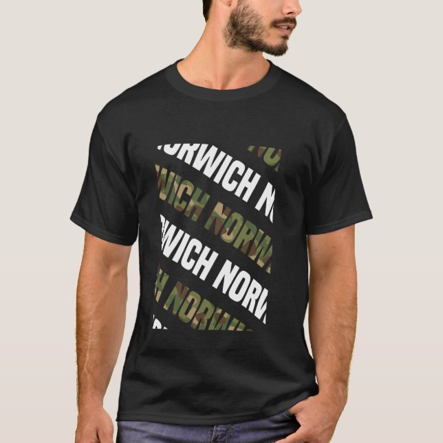 Grönt Camouflage i Norwich Camo Mönster T Shirt (Framsida)