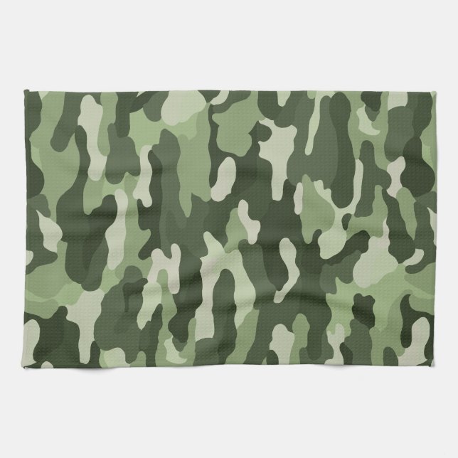 Grönt Camouflage Kökshandduk (Horisontell)