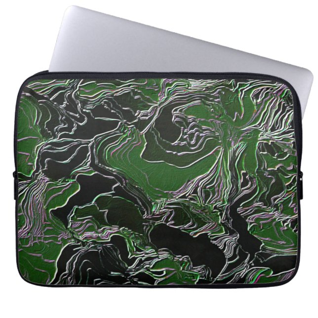 Grönt Camouflage Laptop Sleeve (Framsidan)
