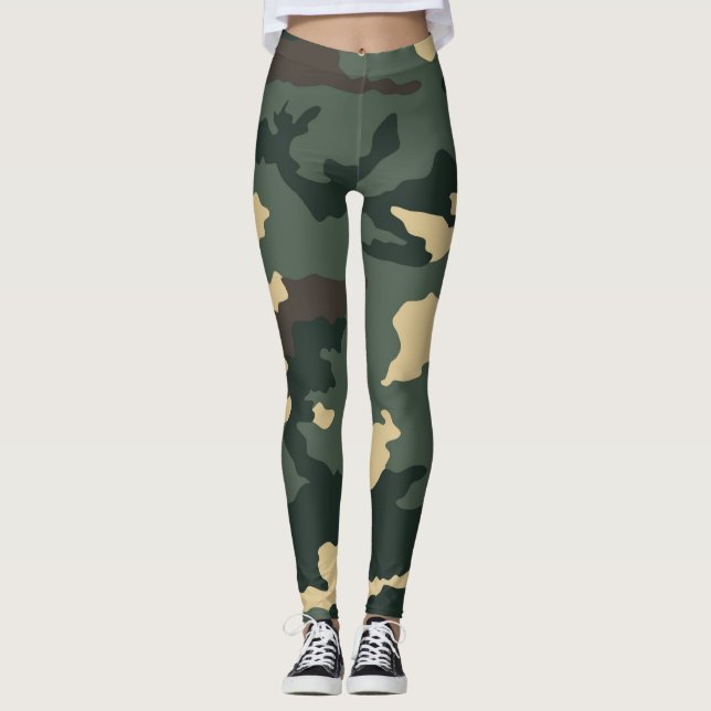 Grönt Camouflage Leggings (Framsida)