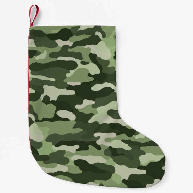 Grönt Camouflage Liten Julstrumpa (Framsidan)