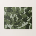 Grönt Camouflage Militär Pussel<br><div class="desc">Den här designen kan vara personlig genom att klicka på anpassningsknappen och ändra färg, lägga till namn, initialer eller ord. Kontakta mig på colorflowcreations@gmail.com om du vill ha den här designen på en annan produkt. Köp min ursprungliga abstrakt akrylmålning för försäljning på www.etsy.com/shop/colorflowart. Se fler av mina skapelser eller följ...</div>