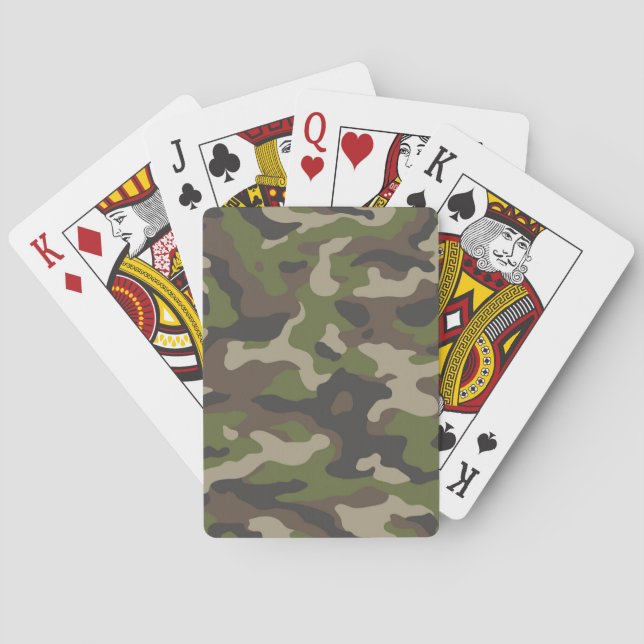 Grönt Camouflage Mönster Casinokort (Baksidan)
