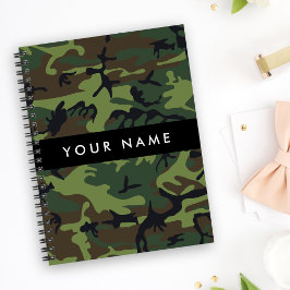 Grönt Camouflage Mönster, ditt namn, anpassa Anteckningsbok