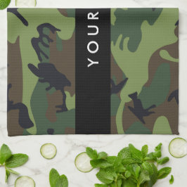 Grönt Camouflage Mönster, ditt namn, anpassa Kökshandduk