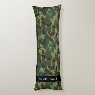 Grönt Camouflage Mönster, ditt namn, anpassa Kroppskudde