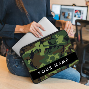Grönt Camouflage Mönster, ditt namn, anpassa Laptop Fodral