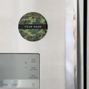 Grönt Camouflage Mönster, ditt namn, anpassa Magnet