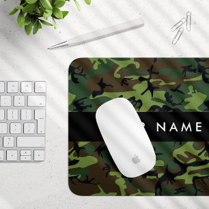 Grönt Camouflage Mönster, ditt namn, anpassa Musmatta