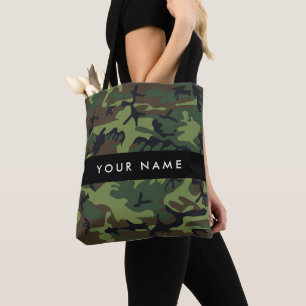 Grönt Camouflage Mönster, ditt namn, anpassa Tygkasse