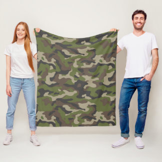 Grönt Camouflage Mönster Fleecefilt