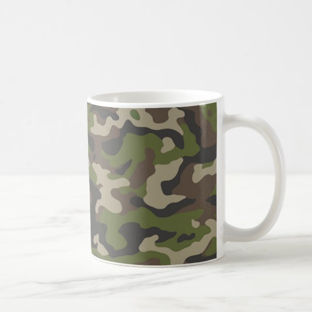 Grönt Camouflage Mönster Kaffemugg (Höger)